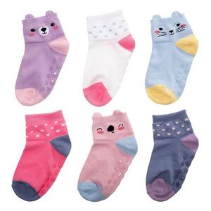 💖5 for $25💖 Baby Girl Jumping Beans Purple Critter Socks 6-Pack Size 3-12M